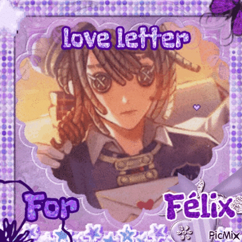 a picture of a girl holding an envelope and the words love letter for felix