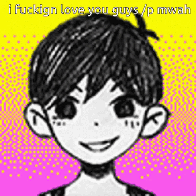 a drawing of a boy with the words i fuckign love you guys