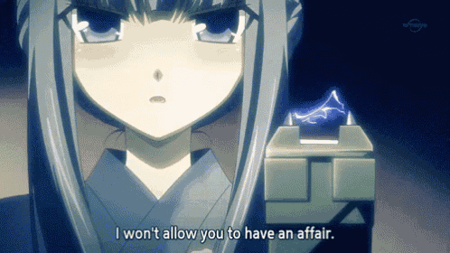 a girl is holding a gun and says i won 't allow you to have an affair