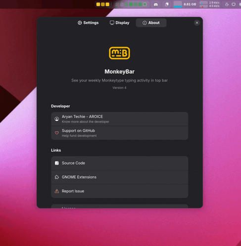 a monkeybar app is open on a computer