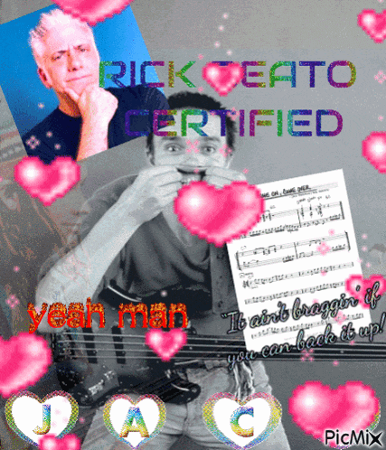 a picture of rick deato surrounded by hearts