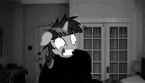 a black and white drawing of a pony making a face
