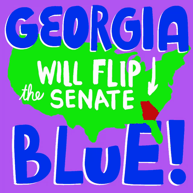 a poster that says georgia will flip the senate blue on it