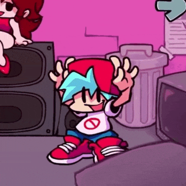 a cartoon character is standing in front of a trash can in a room .