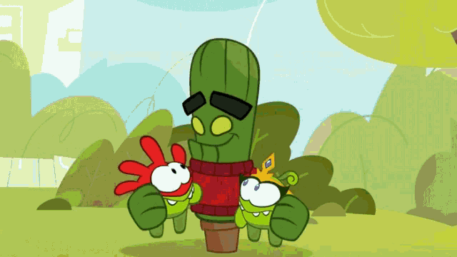 a cartoon cactus with a crown on his head