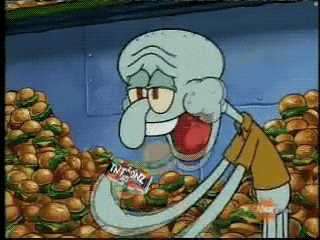 squidward from spongebob is eating a bag of tnt nz