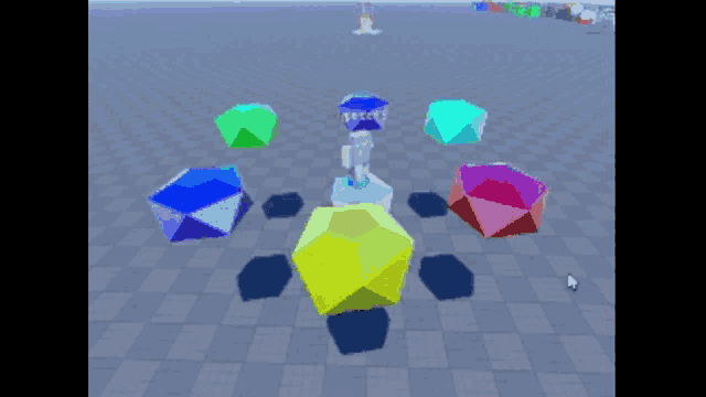 a computer screen shows a bunch of colorful geometric shapes in a game