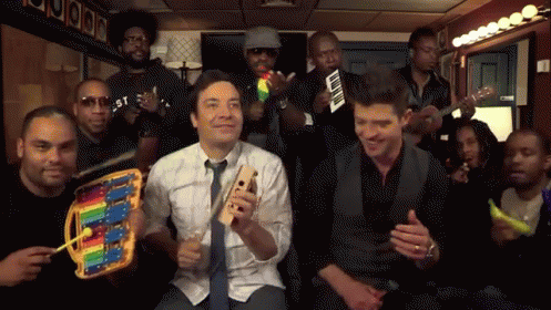 Jimmy Fallon, Robin Thicke & The Roots Sing "Blurred Lines" (W/ Classroom Instruments) GIF - Comedy Music Jimmyfallon GIFs