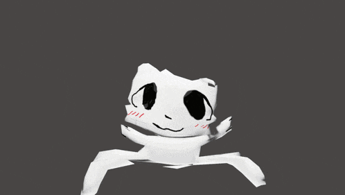 a cartoon character is jumping in the air with a gray background