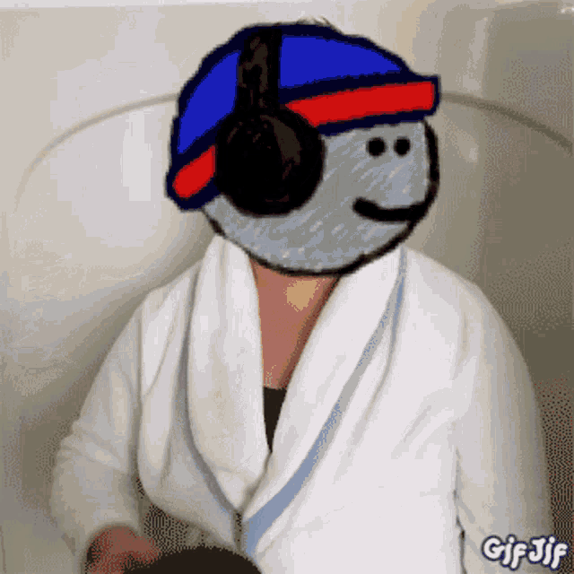 a gif of a person wearing a bathrobe