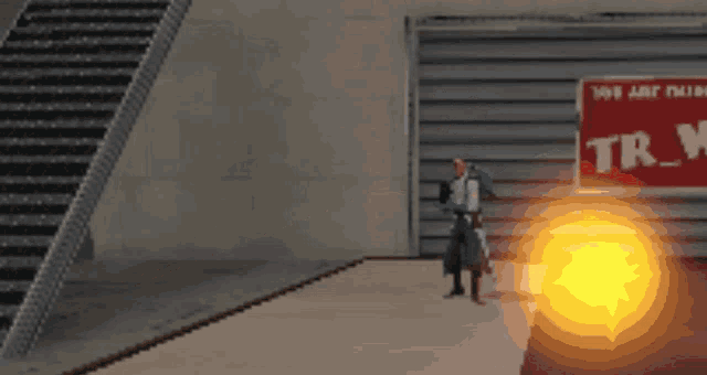 a pixelated image of an explosion with a sign that says " you are funny "
