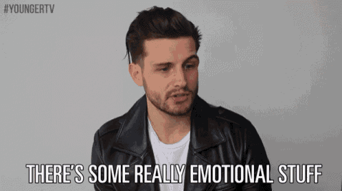 a man in a leather jacket says there is some really emotional stuff