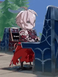 a cartoon character is sitting in a chair with a red cape .