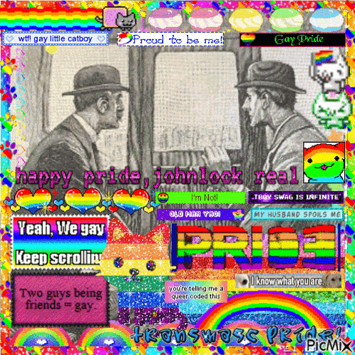 a collage of images with one that says happy pride johnlook real