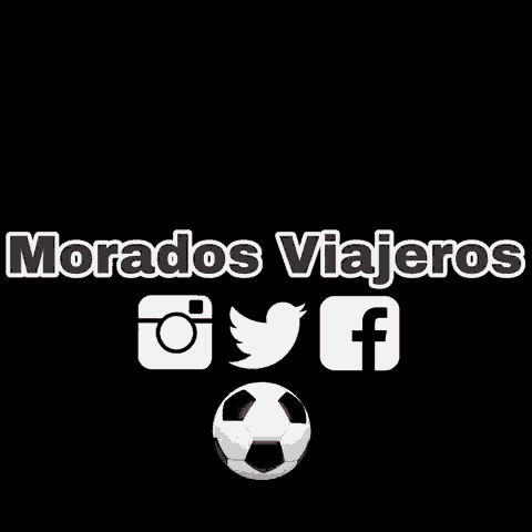 a logo for morados viajeros shows a soccer ball and social media icons