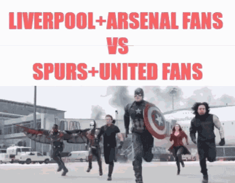 a liverpool + arsenal fans vs spurs + united fans poster