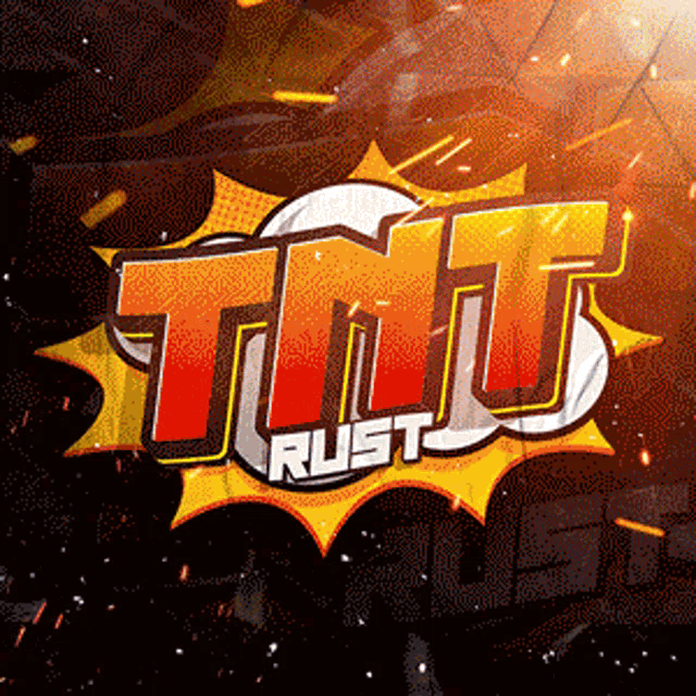 a logo for tnt rust with a cartoon style