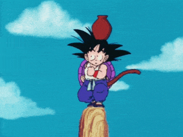 a cartoon character is flying through the air with a bucket of water coming out of it