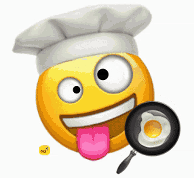 a smiley face wearing a chef 's hat is sticking out its tongue