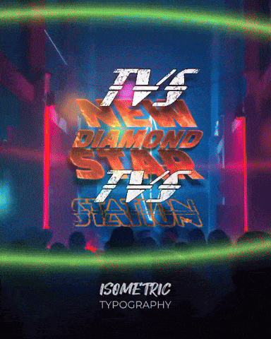 a poster for isometric typography features a crowd of people