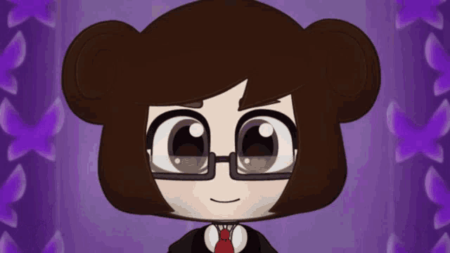 a cartoon drawing of a girl with glasses and a red tie