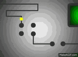 a computer generated image of a maze with a yellow ball in the middle of it .