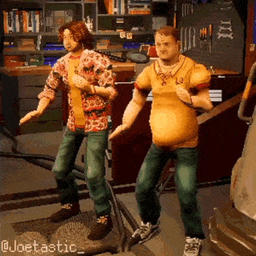 two men are dancing in a video game with the username @joetactic_