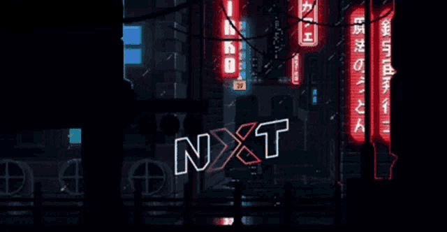 a neon sign that says nxt on it