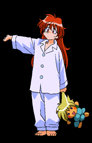 a girl with red hair is holding a stuffed animal