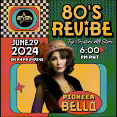 an advertisement for 80 's revive shows pioneer bello