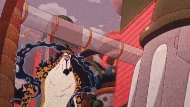 a cartoon drawing of a leopard standing next to a pipe