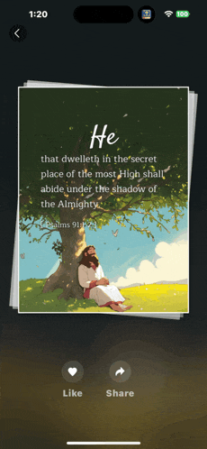a picture of jesus under a tree with a bible verse