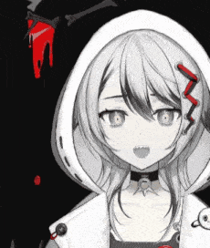 a black and white drawing of a girl wearing a hooded jacket