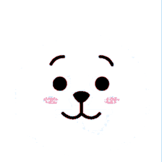 a white face with black eyes and a red tongue sticking out on a yellow background