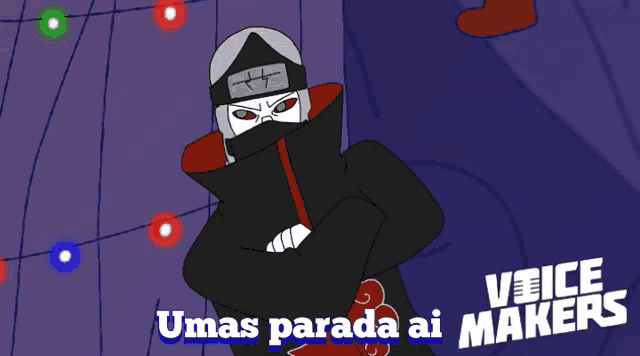 a cartoon of a ninja with the words umas parada ai makers above him