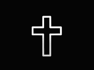 a white heart with a cross inside of it on a black background