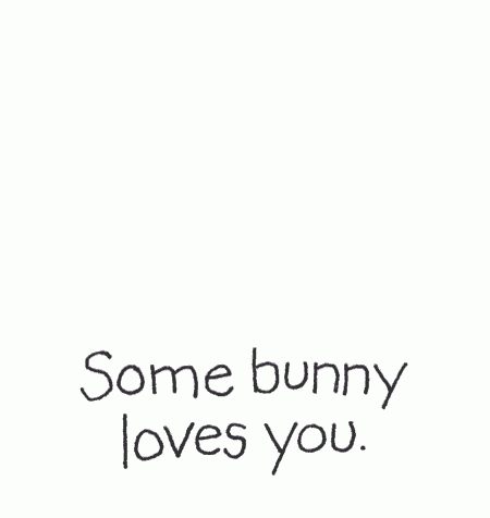 a drawing of a bunny with the words " some bunny loves you "