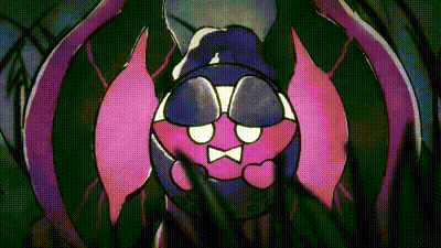a close up of a pink and purple cartoon character with a bow tie and glasses .