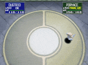 a screenshot of a video game shows a pokemon named dug trio