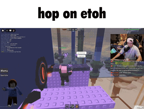 a screen shot of a video game with the words hop on etoh above it