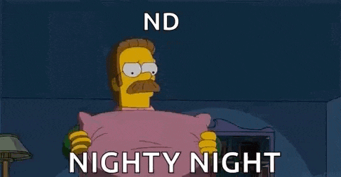 a cartoon character from the simpsons is holding a pillow and saying nighty night .