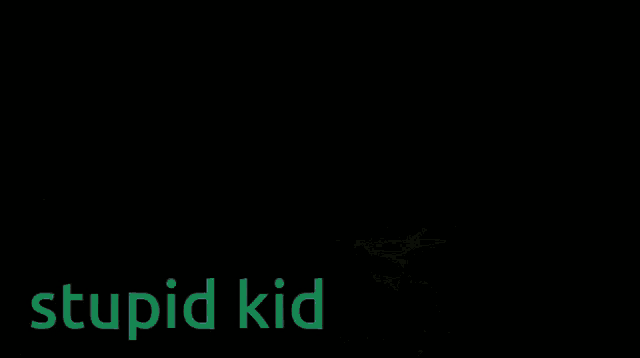 a blurred image of a person with the words stupid kid written in green