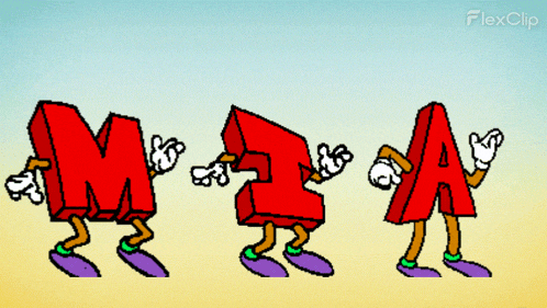 a cartoon drawing of the letter m and a
