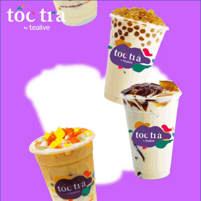 three different flavors of toc tra by tealive