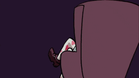 a cartoon character with red hair is sitting in a pink chair
