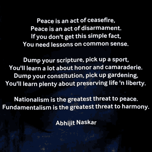 a quote by abhijit naskar is on a dark background