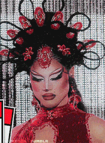 a close up of a drag queen 's face with the word tumblr on the bottom left