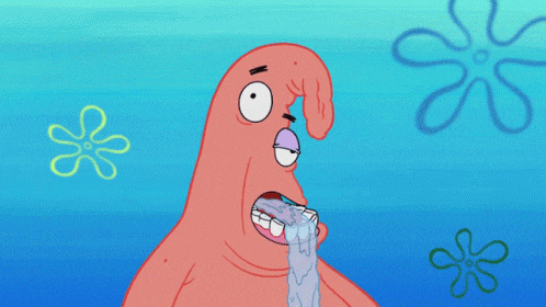 patrick star from spongebob squarepants is making a face