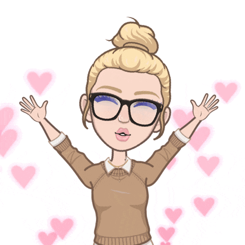 a cartoon of a woman with her arms in the air