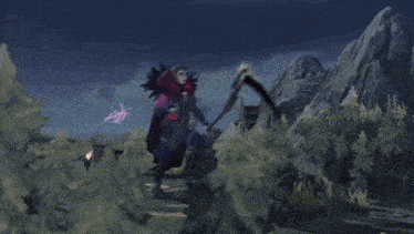 a purple lightning bolt is being thrown at a person